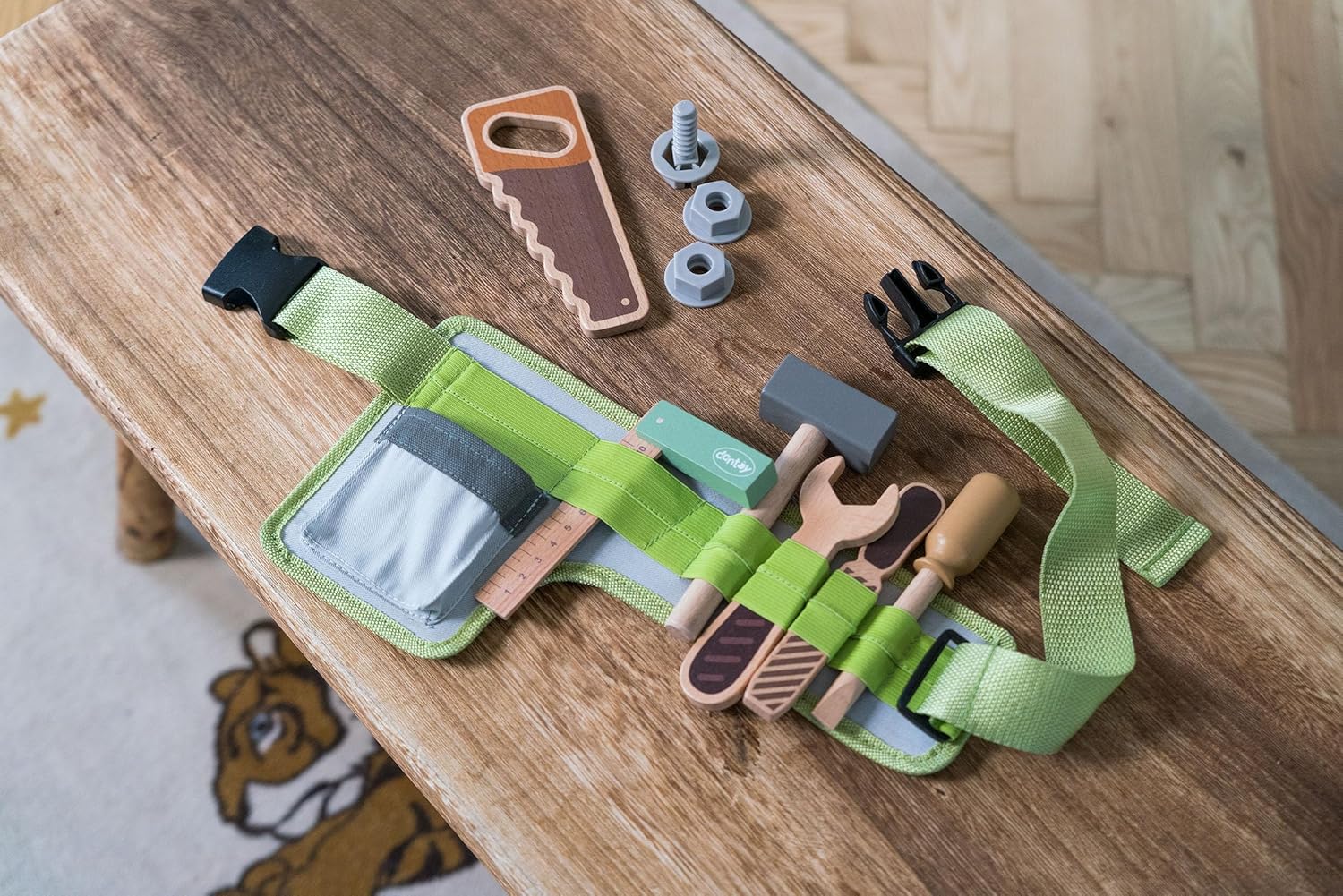 Dantoy - Wooden tool belt for kids - Role play - Wooden toys - with accessories - over 3 years