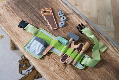 Dantoy - Wooden tool belt for kids - Role play - Wooden toys - with accessories - over 3 years