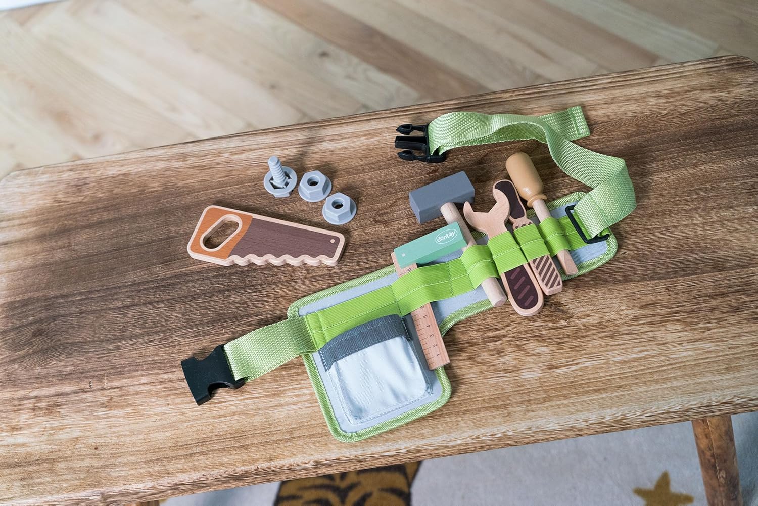 Dantoy - Wooden tool belt for kids - Role play - Wooden toys - with accessories - over 3 years