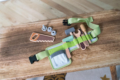 Dantoy - Wooden tool belt for kids - Role play - Wooden toys - with accessories - over 3 years