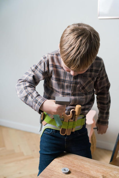 Dantoy - Wooden tool belt for kids - Role play - Wooden toys - with accessories - over 3 years