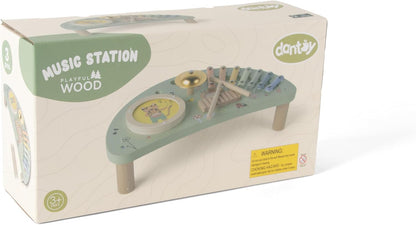 Dantoy - Children's Wooden Music Station - Role Play - Wooden Toy - with Accessories - 3+ Years