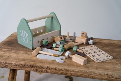 Dantoy - Werkzeugkiste aus Holz für Kinder - Rollenspiel - Holzspielzeug - mit Zubehör - 3+ Jahre