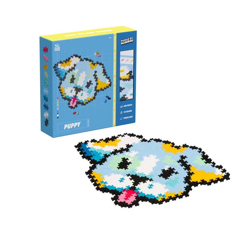 Plus-Plus 3957 Geniales Konstruktionsspielzeug, Puzzle Welpe, Kreativ-Bausteine, Bausteinset für Kinder, 500 Teile