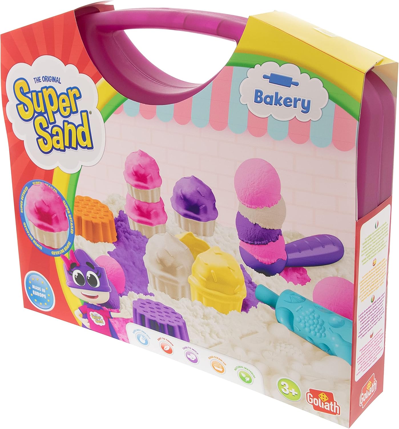SUPER SAND Goliath Bakery Case - Cooking Game - Magic Sand Soft to The Touch - Does Not Dry Out - Creative Hobbies for Children Aged 3 and Above - Like Modelling Clay