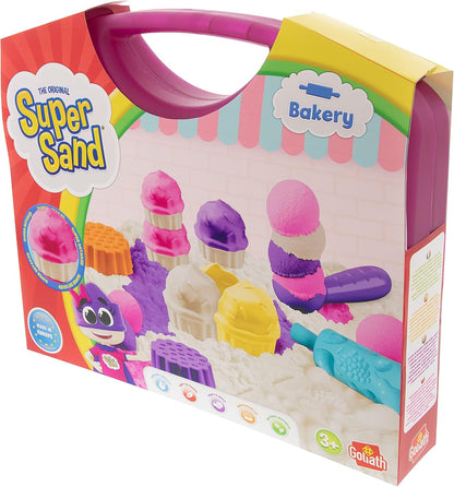SUPER SAND Goliath Bakery Case - Cooking Game - Magic Sand Soft to The Touch - Does Not Dry Out - Creative Hobbies for Children Aged 3 and Above - Like Modelling Clay