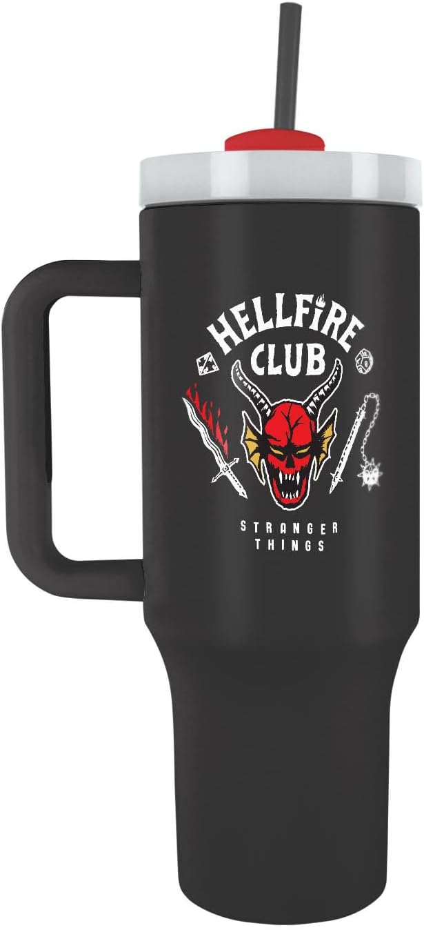 STRANGER THINGS Hellfire Club 40oz/1200ML Tumbler - Double-Wall Vacuum Insulation, Keeps Cold Up to 11 Hours, Hot Up to 7 Hours, SMART DESIGN FEATURES, BPA-Free for Safe and Stylish Use