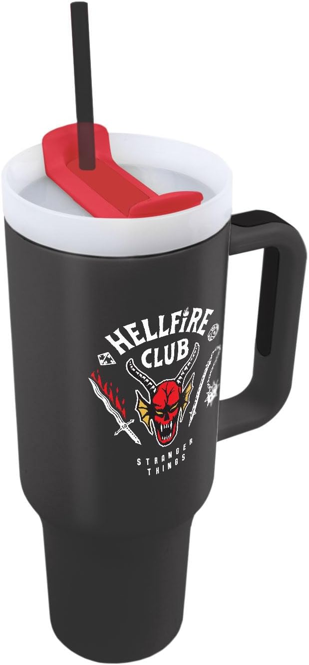 STRANGER THINGS Hellfire Club 40oz/1200ML Tumbler - Double-Wall Vacuum Insulation, Keeps Cold Up to 11 Hours, Hot Up to 7 Hours, SMART DESIGN FEATURES, BPA-Free for Safe and Stylish Use
