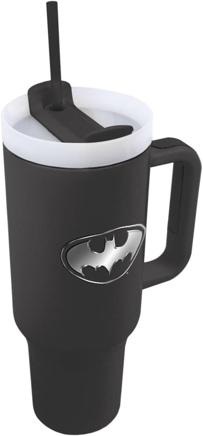 Pyramid International BATMAN Bat Emblem 40oz/1200ML Tumbler - Double-Wall Vacuum Insulation, Keeps Cold Up to 11 Hours, Hot Up to 7 Hours, SMART DESIGN FEATURES, BPA-Free for Super Fans on the Go