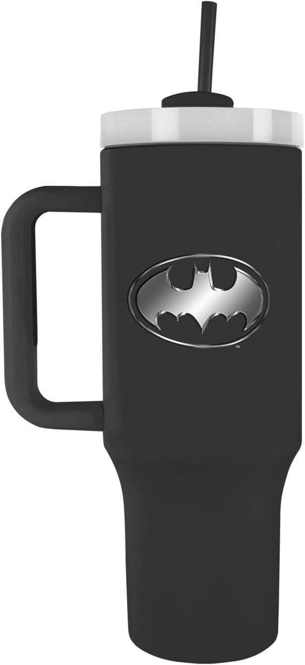 Pyramid International BATMAN Bat Emblem 40oz/1200ML Tumbler - Double-Wall Vacuum Insulation, Keeps Cold Up to 11 Hours, Hot Up to 7 Hours, SMART DESIGN FEATURES, BPA-Free for Super Fans on the Go