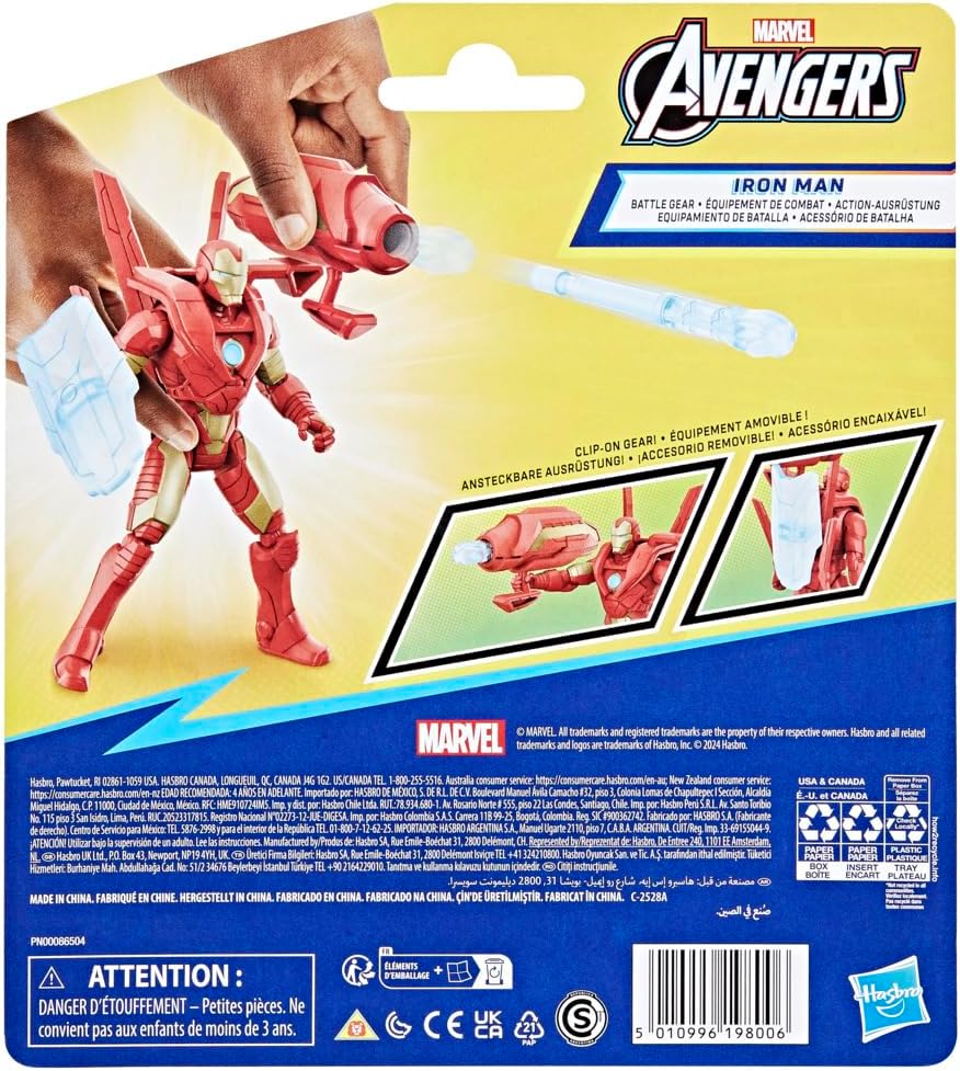 Marvel Epic Hero Series Battle Gear Iron Man Action Figure, 4-Inch, Avengers Super Hero Toys for Kids Ages 4 and Up