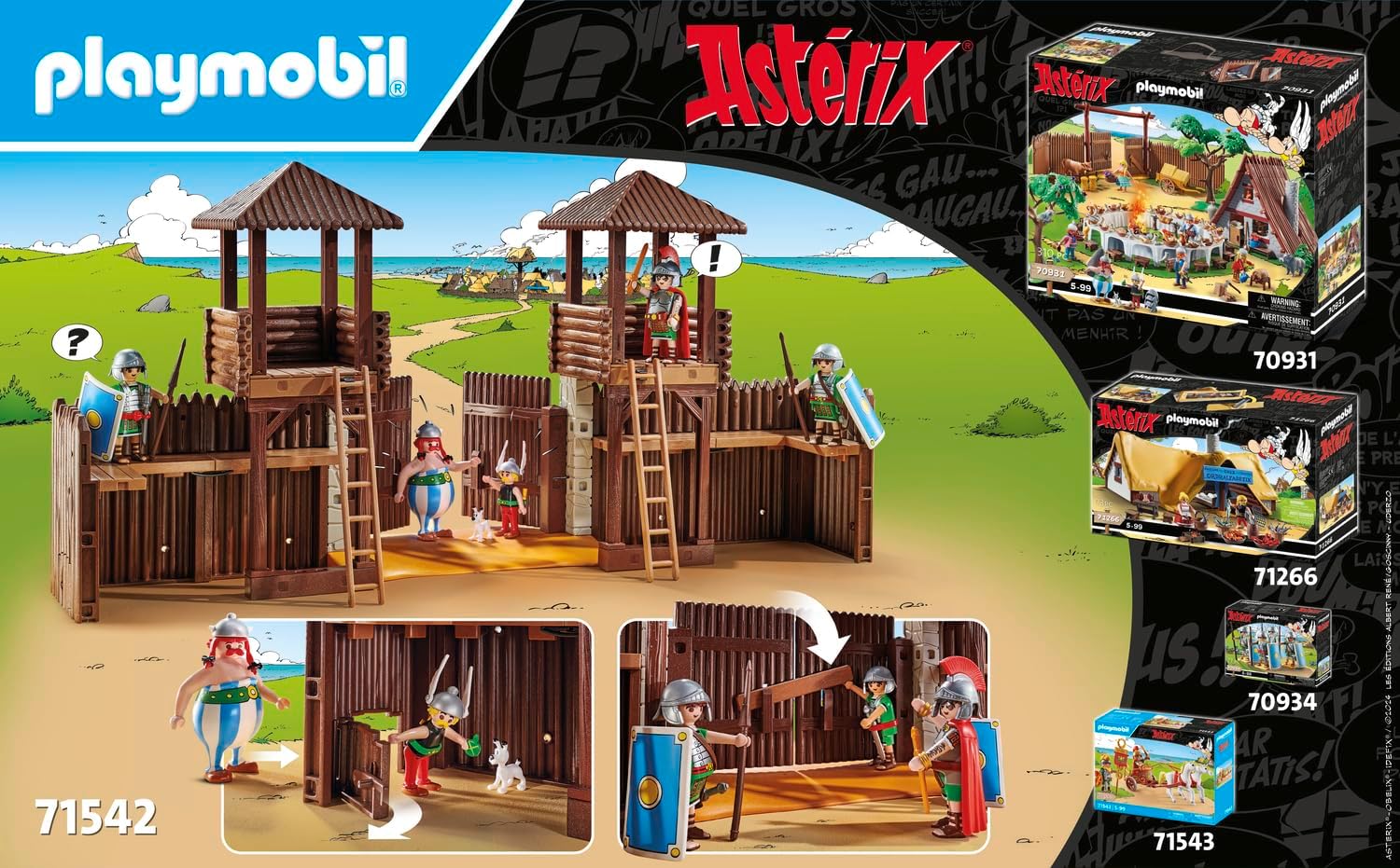 PLAYMOBIL Asterix 71542 Römerlager, spannende Eroberung des Lagers durch die Gallier, inklusive Zaubertrank für mehr Körperkraft, detailreiches Spielzeug für Kinder ab 5 Jahren