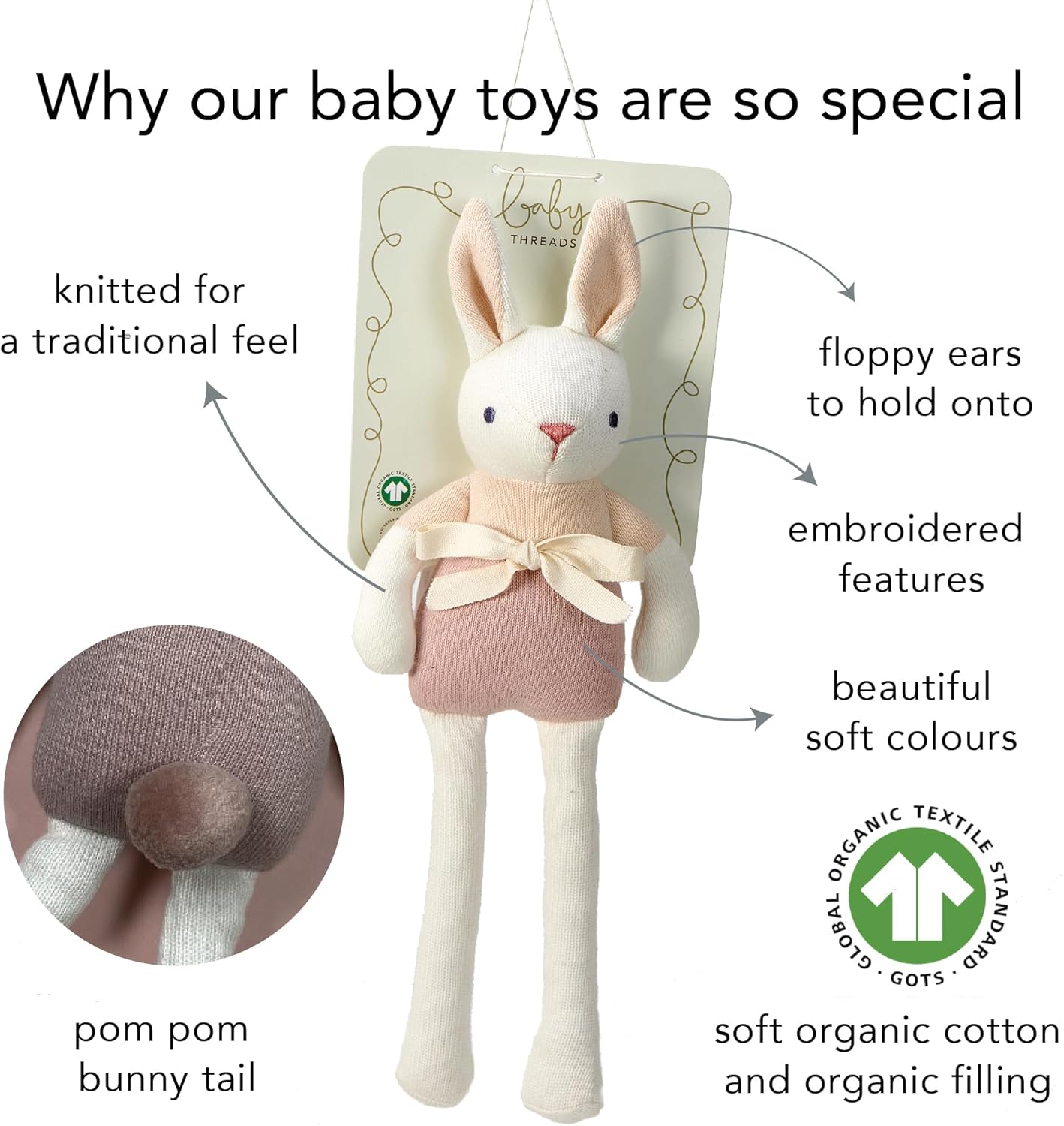 Threadbear - Doll - Cream Bunny 35 Cm - (Tb4068)