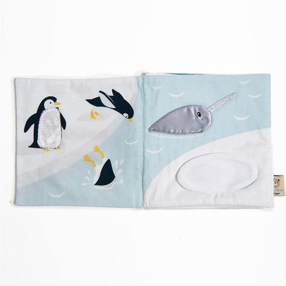 ThreadBear Design Concertina Rag Book with Animals for Early Learning and Reading Development | Illustrated, Soft Material (Snowy Friends) Snowy Friends One Size