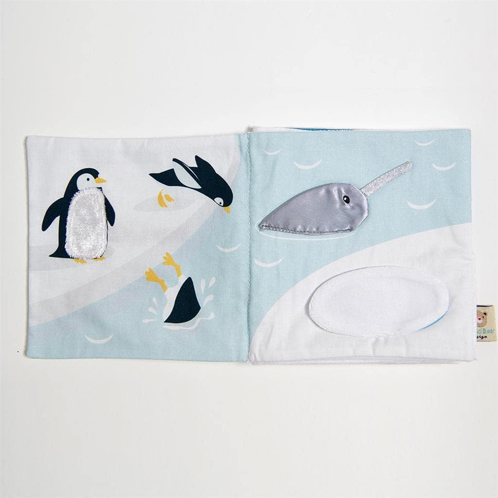 ThreadBear Design Concertina Rag Book with Animals for Early Learning and Reading Development | Illustrated, Soft Material (Snowy Friends) Snowy Friends One Size