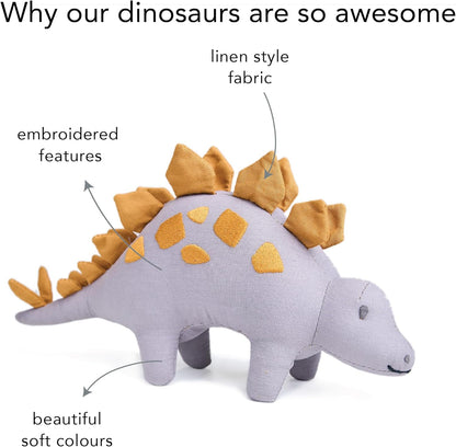 ThreadBear Toys & Gifts Steggy Linen Dinosaur Toy - Fabric Soft Toy Steoasaurus For Kids