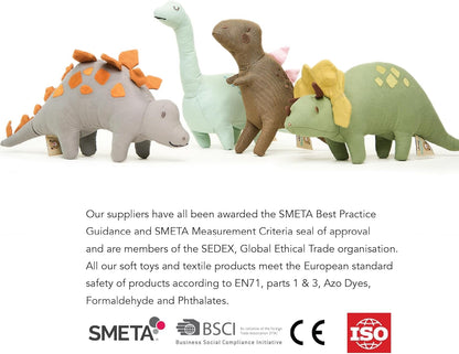 ThreadBear Toys & Gifts Steggy Linen Dinosaur Toy - Fabric Soft Toy Steoasaurus For Kids