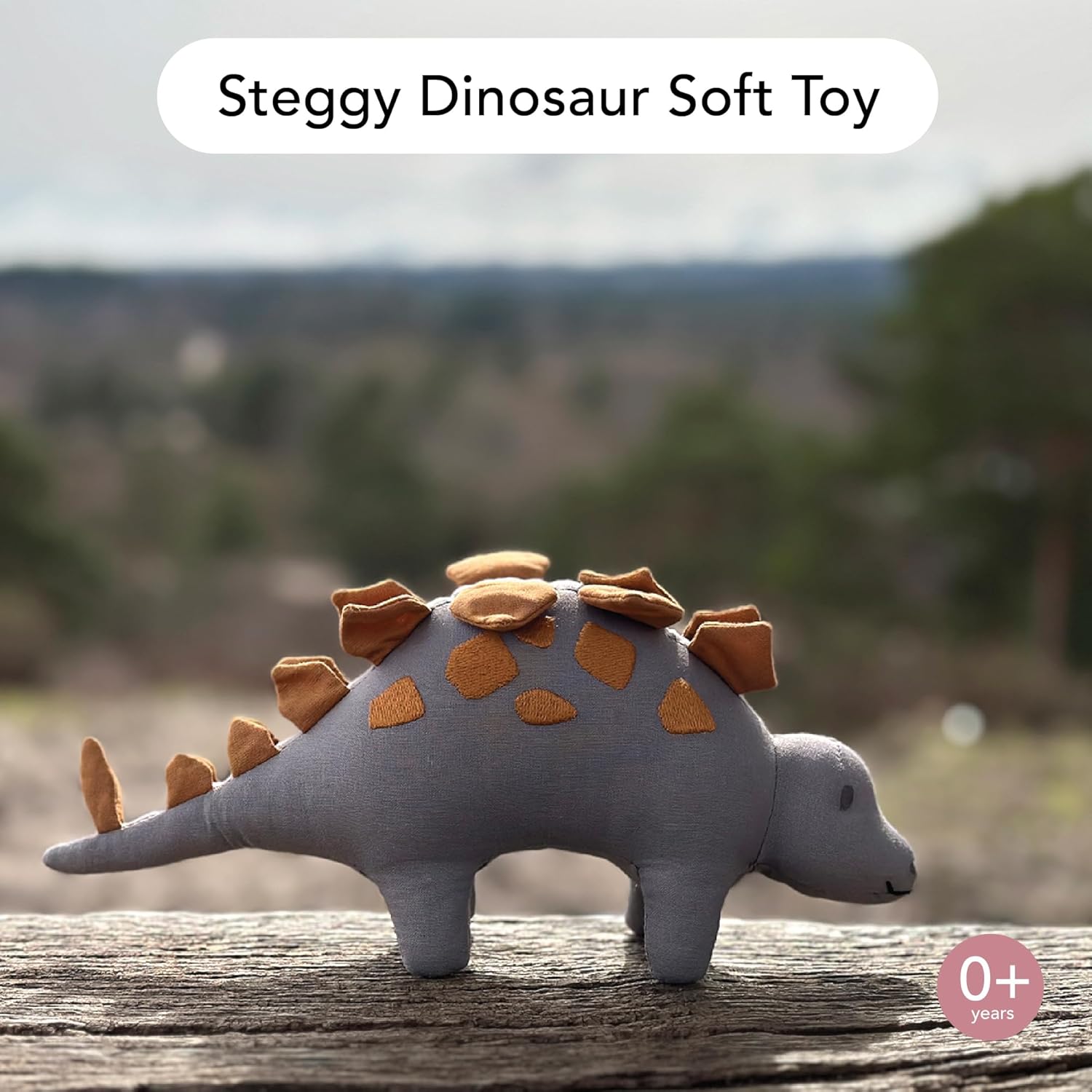 ThreadBear Toys & Gifts Steggy Linen Dinosaur Toy - Fabric Soft Toy Steoasaurus For Kids