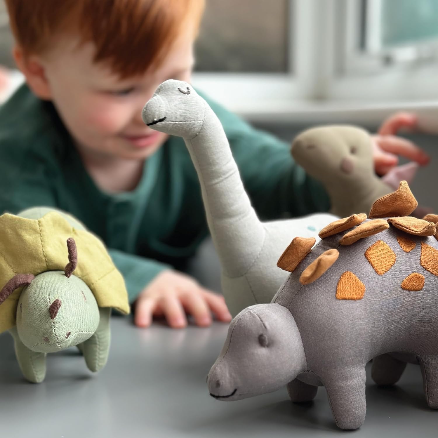 ThreadBear Toys & Gifts Brontosaurus Linen Dinosaur Toy - Fabric Soft Toy Brontosaurus For Kids