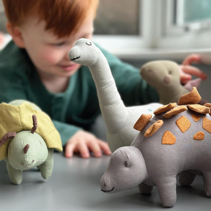 ThreadBear Toys & Gifts Brontosaurus Linen Dinosaur Toy - Fabric Soft Toy Brontosaurus For Kids