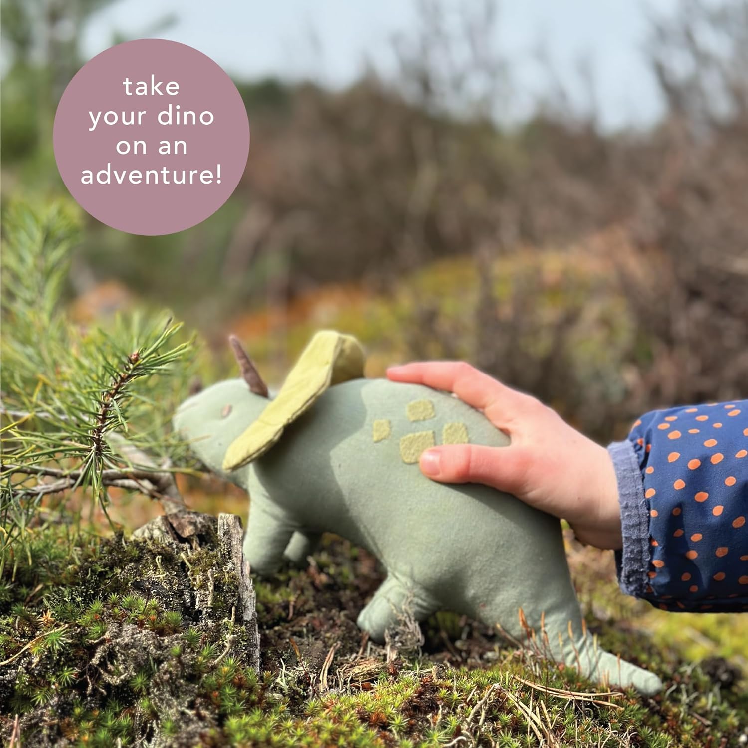 ThreadBear Toys & Gifts Trike Linen Dinosaur Toy - Fabric Soft Toy Triceratops For Kids