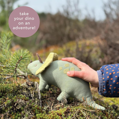 ThreadBear Toys & Gifts Trike Linen Dinosaur Toy - Fabric Soft Toy Triceratops For Kids