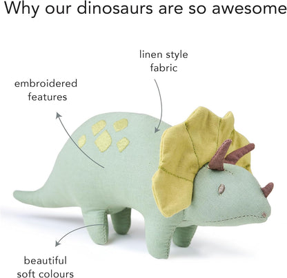 ThreadBear Toys & Gifts Trike Linen Dinosaur Toy - Fabric Soft Toy Triceratops For Kids