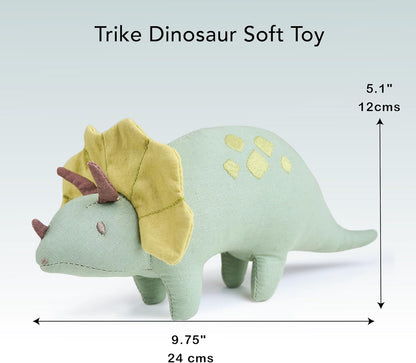ThreadBear Toys & Gifts Trike Linen Dinosaur Toy - Fabric Soft Toy Triceratops For Kids