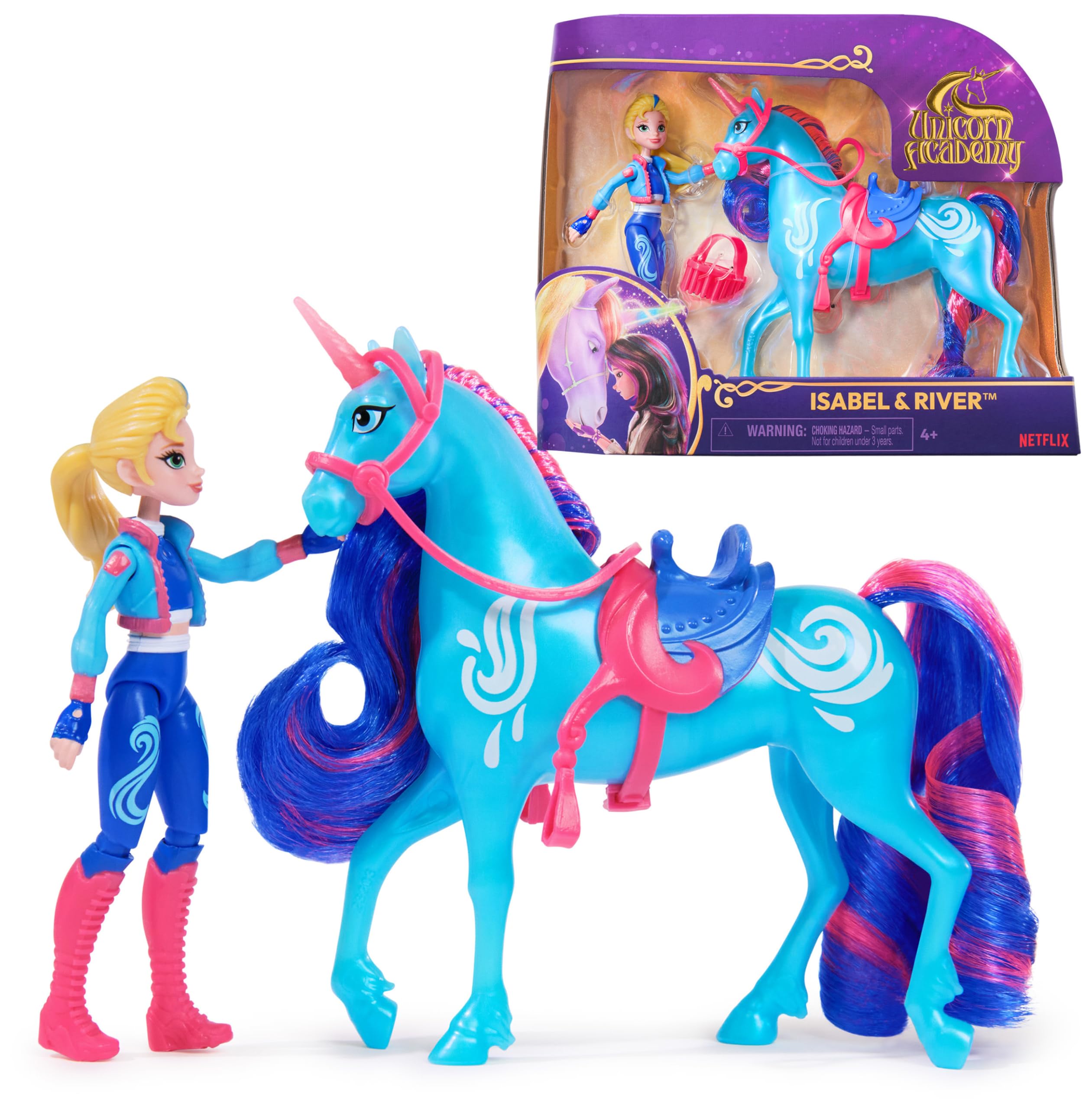 Unicorn Academy, Isabel & River Set with 2 Riding Accessories and Hair Styling Tool, Dolls and Unicorn Toys for Girls Aged 4 and up