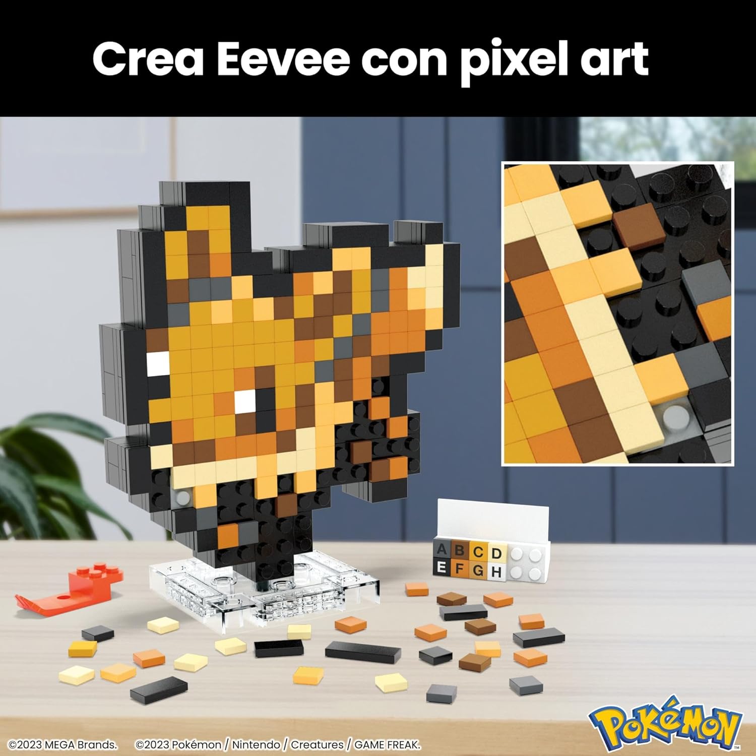 MEGA Pokémon Pixel Art Eevee Bloques de construcción, estilo retro basado en el videojuego de los 90, 323 piezas, juguete para coleccionistas +13 años (HTH78)