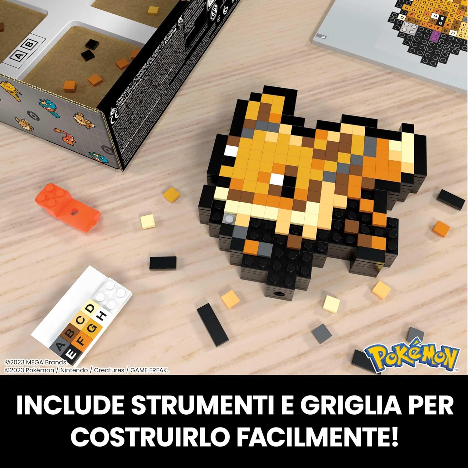 MEGA Pokémon Pixel Art Eevee Bloques de construcción, estilo retro basado en el videojuego de los 90, 323 piezas, juguete para coleccionistas +13 años (HTH78)