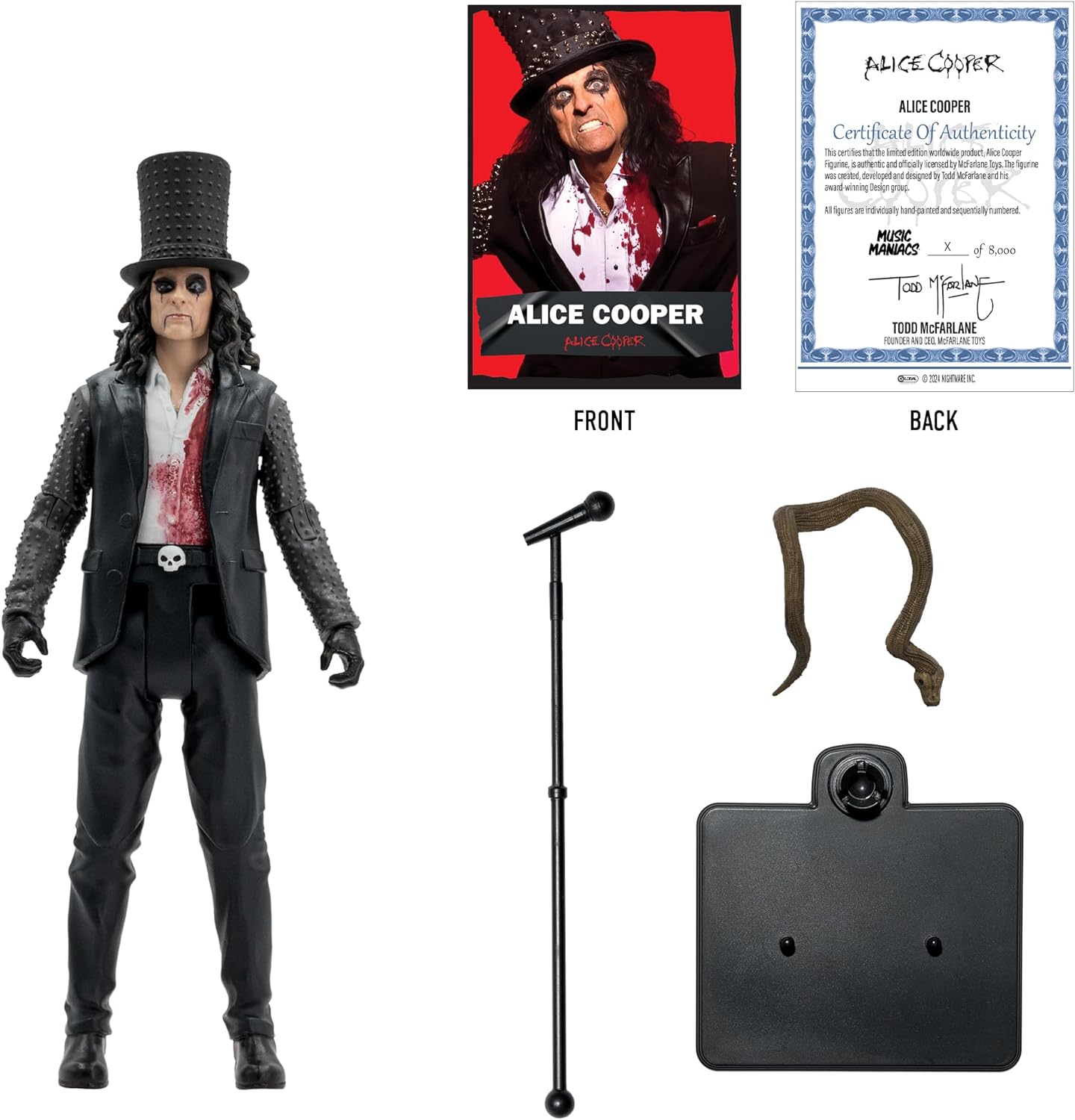 McFarlane Toys Music Maniacs Metal Alice Cooper 6-Inch - Collectible Action Figure with Accessories and Art Card