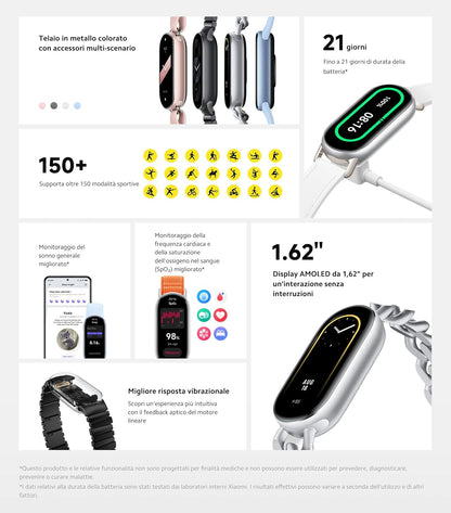 Xiaomi Smart Band 9 Fitness Tracker, AMOLED Display with 1200 Nits, Sp02 Tracking, Sleep and Heart Rate Monitor, Notifications, 5ATM Waterproof, Mi Fit App