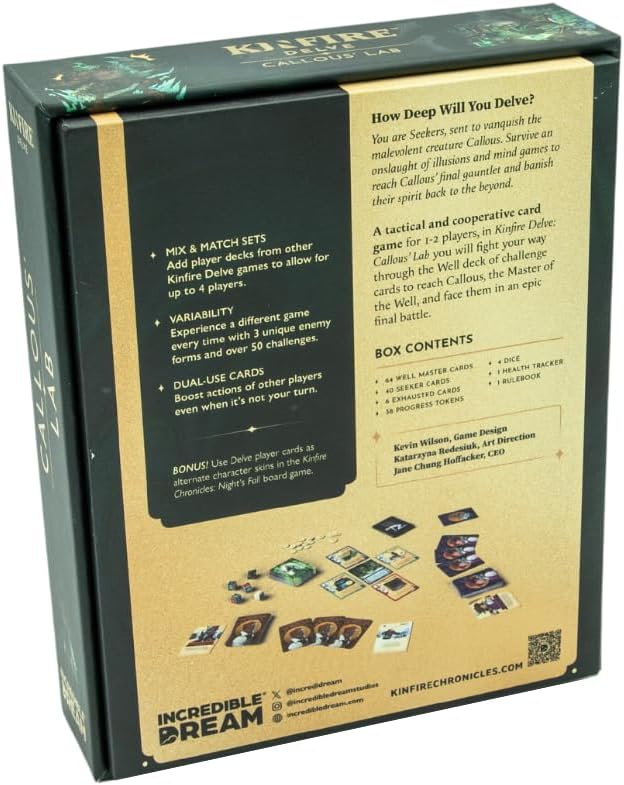 Incredible Dream Kinfire Delve: Callous' Lab | Quick-to-Table Cooperative Dungeon-Crawling Card Game | Affordable, Streamlined Fantasy Adventure | Ages 14 and Up | Made