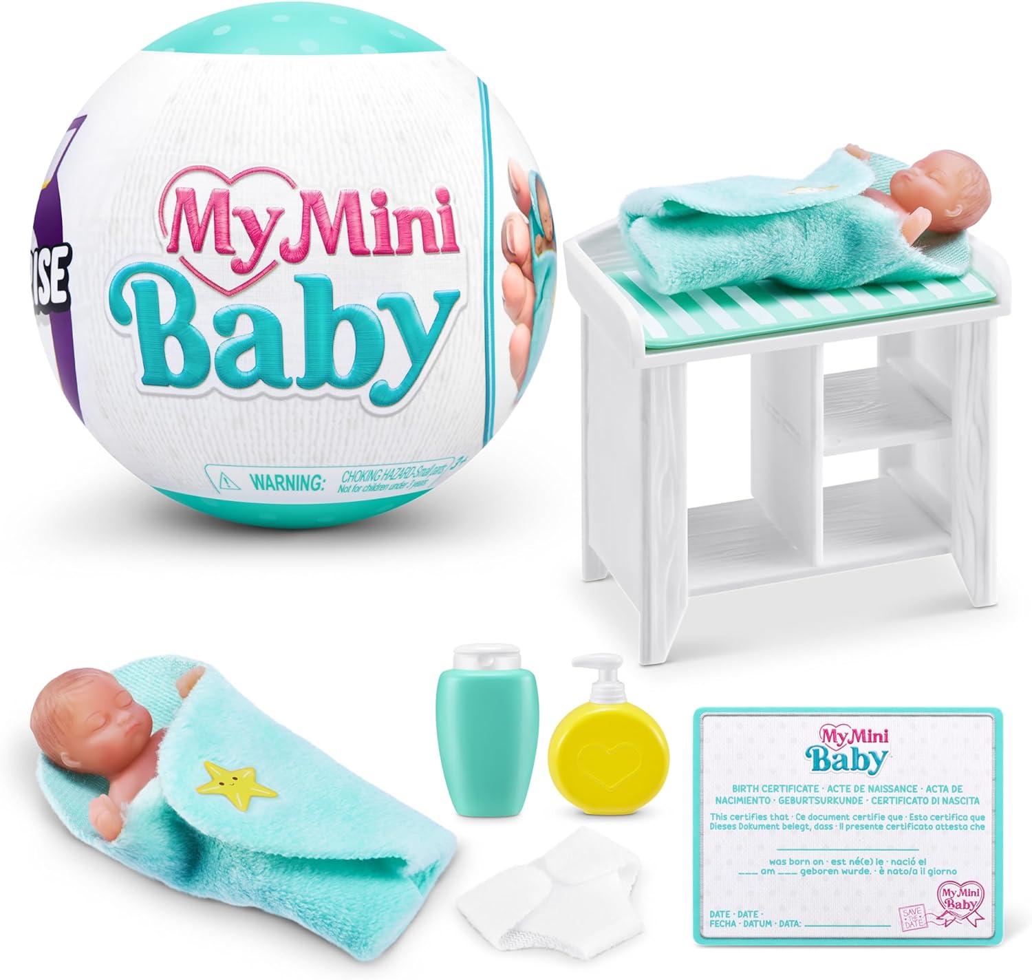 5 Surprise My Mini Baby Series 1, Single Capsule, By ZURU, Collectible Mystery Capsule, Toy for Girls, Realistic Miniature Baby, Playset and Accessories (Single Capsule) Series 1 Single Capsule