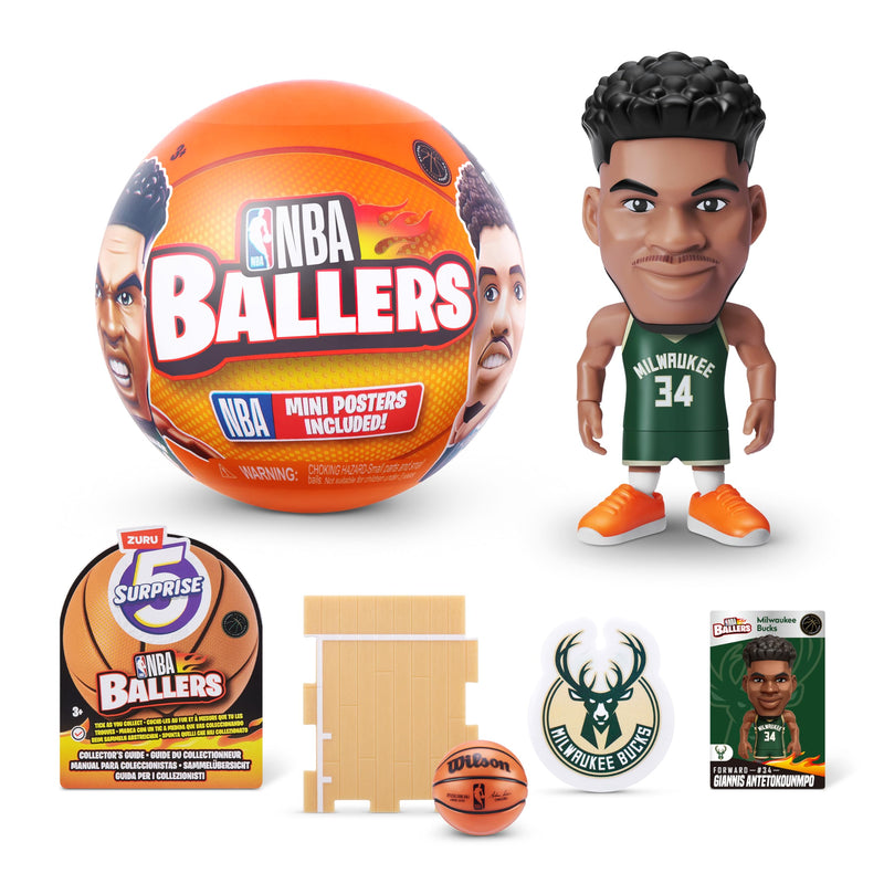 5 Surprise NBA Ballers by ZURU Surprise Unboxing Basketball Collectible Sports Toy For Boys (Single Capsule)