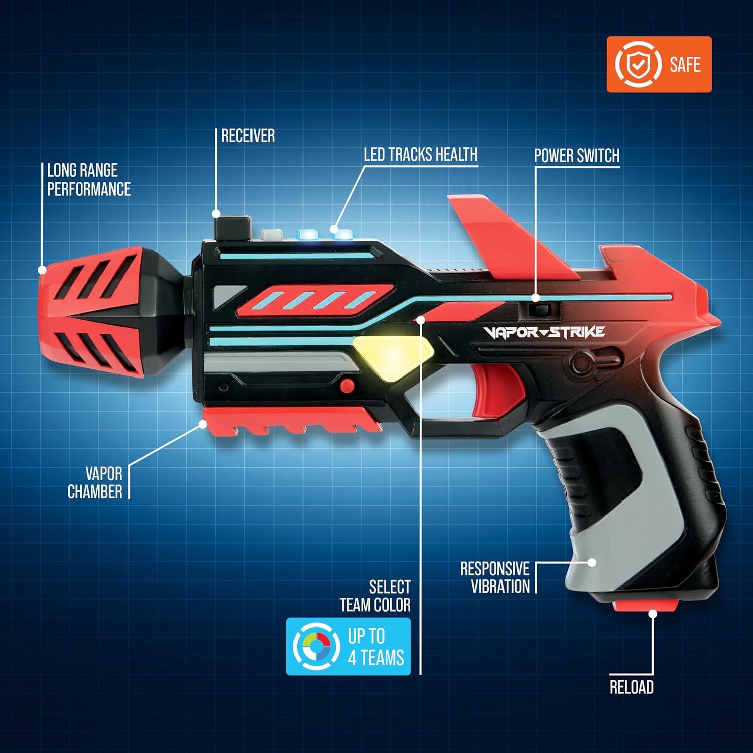 Vapor Strike Vapor Blasters 2 Player Pack, Lights, Sounds & Vapor Effects, Laser Tag Style Battle (Set of 2 Blasters