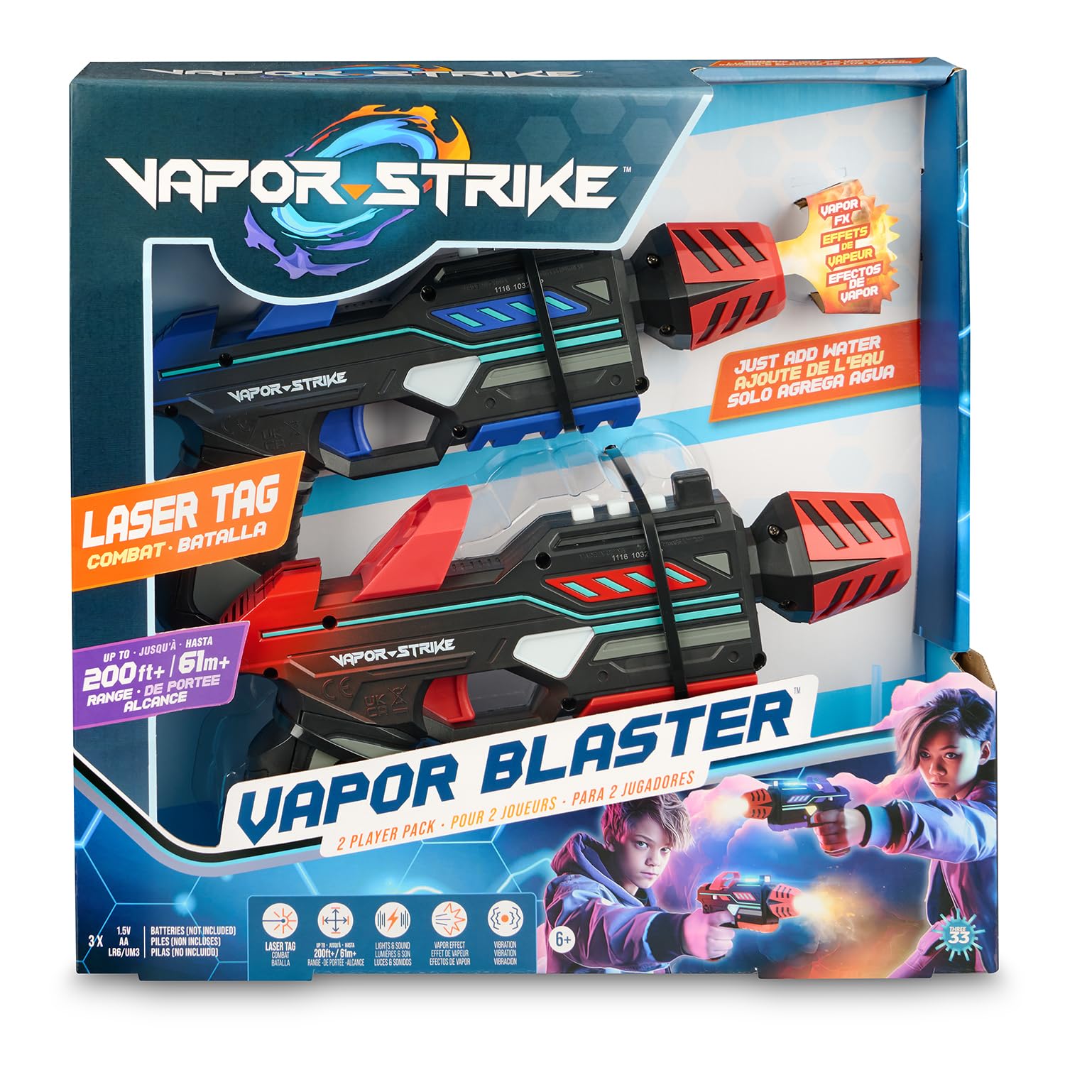 Vapor Strike Vapor Blasters 2 Player Pack, Lights, Sounds & Vapor Effects, Laser Tag Style Battle (Set of 2 Blasters