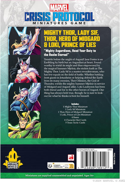 Atomic Mass Games | Marvel Crisis Protocol: Mighty Thor, Lady SIF, Thor & Loki | A Partir de 14 Años | para 2 Jugadores | 90 Minutos por Partida | Multilenguaje (Incluye Español