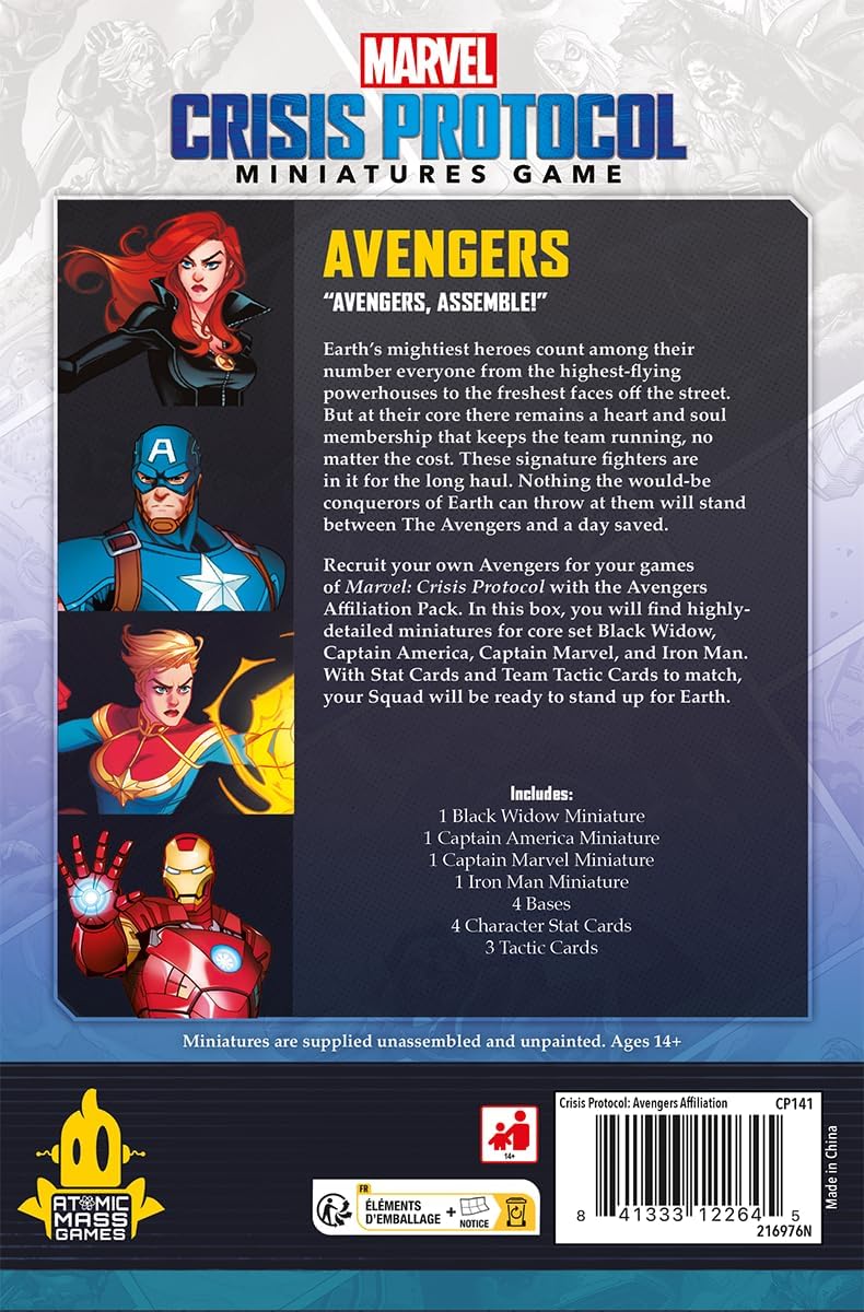 Atomic Mass Games | Marvel Crisis Protocol: Avengers | Affiliation Pack | Juego de Miniaturas | A Partir de 14 Años | para 2 Jugadores | 90 Minutos por Partida | Multilenguaje (Incluye Español