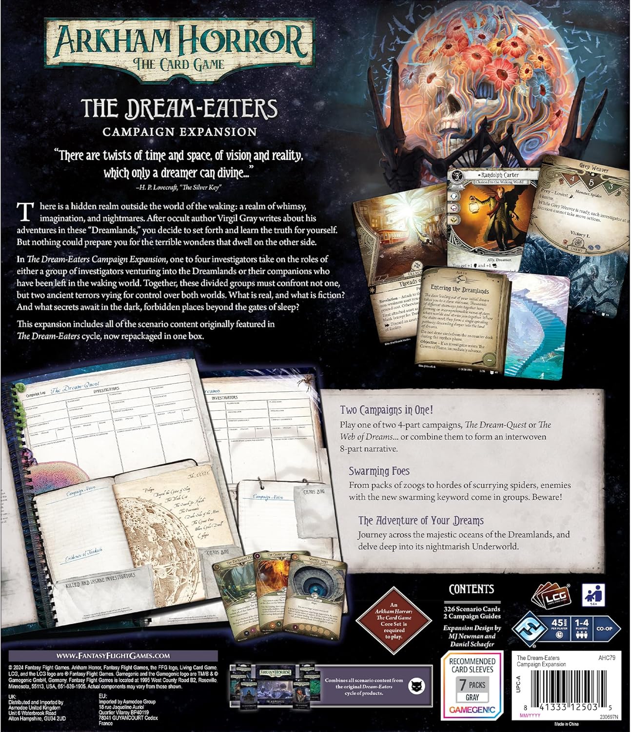 Fantasy Flight Games | Arkham Horror: The Dream-Eaters Campaign Expansion | Cooperative Card Game | Ages 14+ | 1-4 Players | 1-2 Hours Playing Time