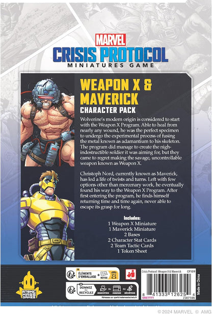 Atomic Mass Games | Marvel Crisis Protocol: Weapon X & Maverick | Expansión de Miniaturas | A Partir de 14 Años | para 2 Jugadores | 90 Minutos por Partida | Multilenguaje (Incluye Español