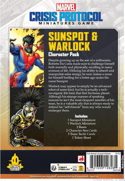 Atomic Mass Games | Marvel Crisis Protocol: Sunspot & Warlock | Expansión de Miniaturas | A Partir de 14 Años | para 2 Jugadores | 90 Minutos por Partida | Multilenguaje (Incluye Español