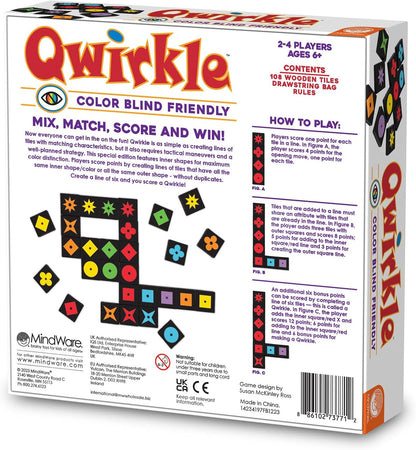Mindware | Qwirkle (Colour Blind Friendly) | Board Game | Ages 6+ | 2-4 Players | 45 Minutes Playing Time