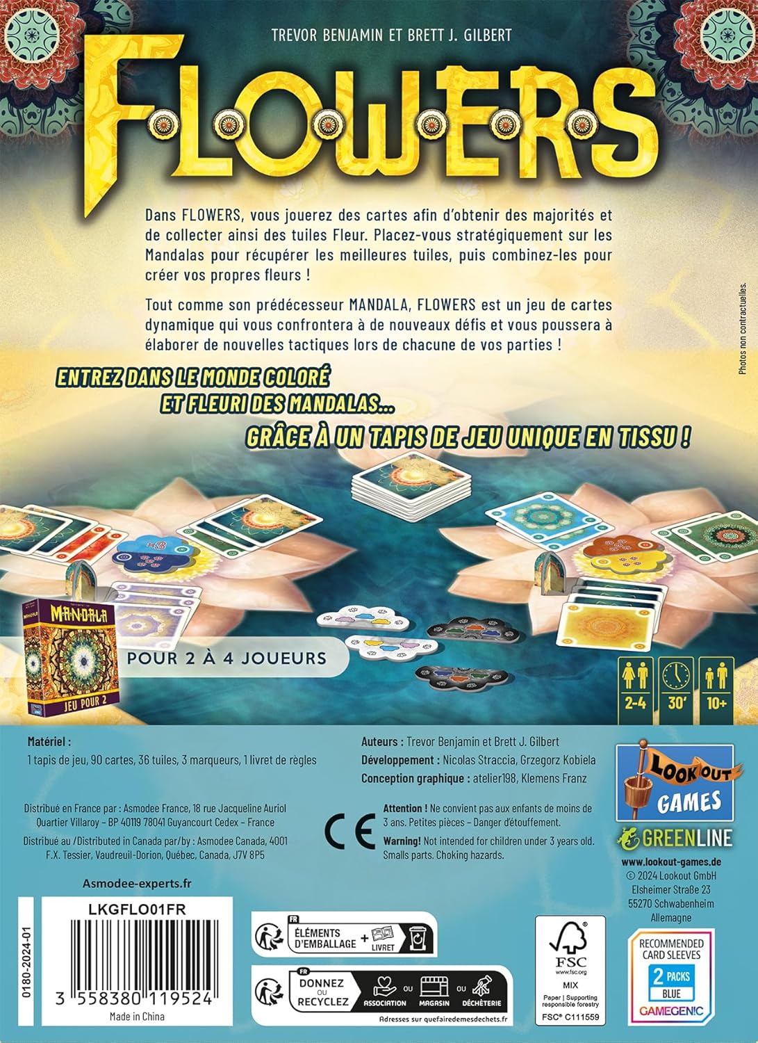 Lookout | Flowers: A Mandala Game | Board Game | Ages 10+ | 2-4 Players | 20-30 Minutes Playing Time