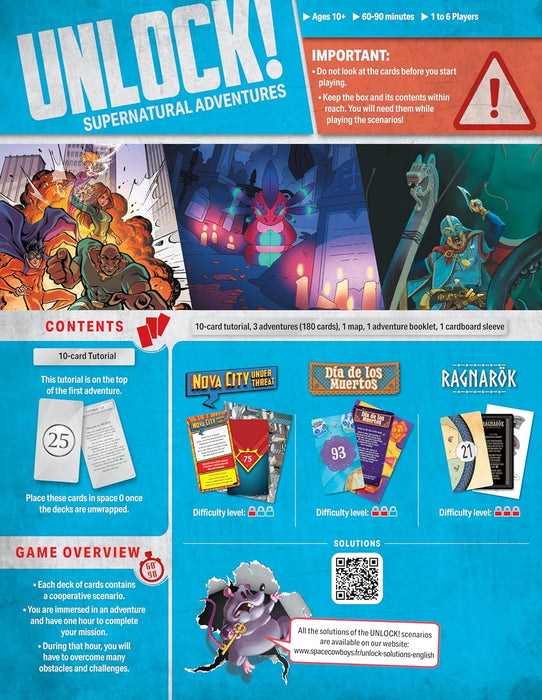 Space Cowboys Unlock! Supernatural Adventures Card Game - Escape Room-geïnspireerd coöperatief avontuur, leuk familiespel voor kinderen en volwassenen, leeftijd 10+, 1-6 spelers, 1 uur speeltijd