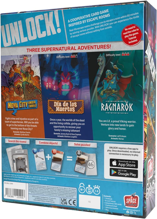 Space Cowboys Unlock! Supernatural Adventures Card Game - Escape Room-geïnspireerd coöperatief avontuur, leuk familiespel voor kinderen en volwassenen, leeftijd 10+, 1-6 spelers, 1 uur speeltijd