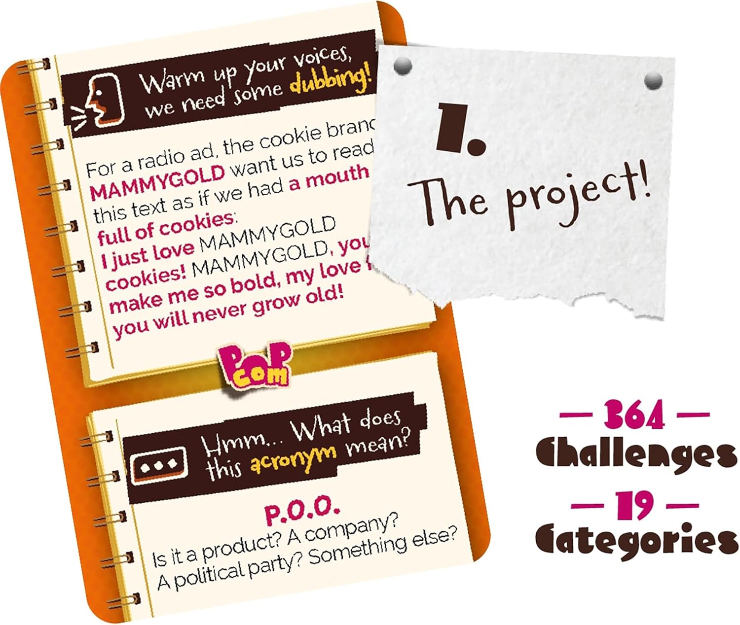 Ludonaute Pop Com - Hillarious Party Game, 364 Challenges to Become Advertising Champions, Offbeat Family Card Game, Ages 13+, 4-14 Players, 20 Min