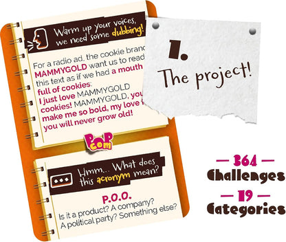 Ludonaute Pop Com - Hillarious Party Game, 364 Challenges to Become Advertising Champions, Offbeat Family Card Game, Ages 13+, 4-14 Players, 20 Min