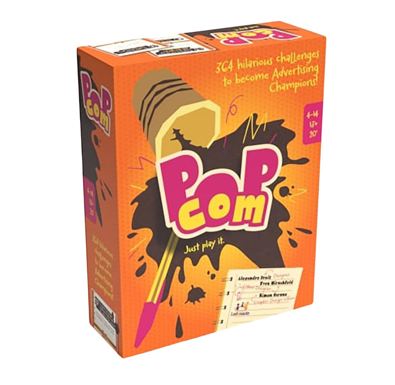 Ludonaute Pop Com - Hillarious Party Game, 364 Challenges to Become Advertising Champions, Offbeat Family Card Game, Ages 13+, 4-14 Players, 20 Min